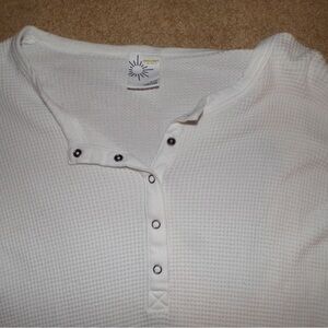 Aerie Offline White Quarter Button Long Sleeve